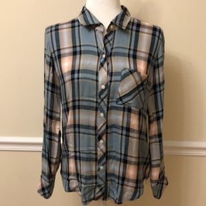 Rails Womens Hunter Top in Teal Peach Navy. Size Small. Excellent Used Condition